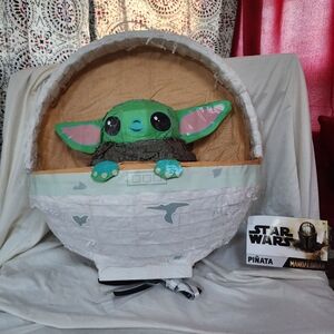 Baby Yoda Star Wars Mandalorian Pinata with Silver and Black Design